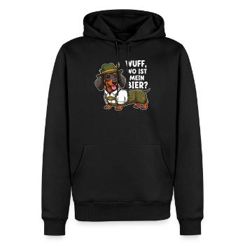 Woof, où est ma bière ? - Sweat à capuche Premium bio Homme - noir - Devant - Nico (187cm)