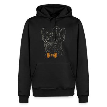 Frenchie Halloween - Spooky Gentleman Dog - Sweat à capuche Premium bio Homme - noir - Devant - Nico (187cm)