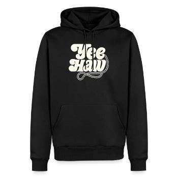 YEE HAW Cowboy Lasso - Men’s Premium Organic Hoodie - black - Front - Nico (187cm)