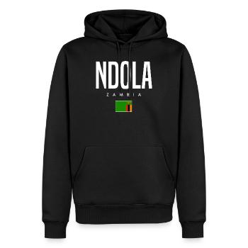 Ndola Sambia - Männer Premium Bio Hoodie - Schwarz - Vorne - Nico (187cm)