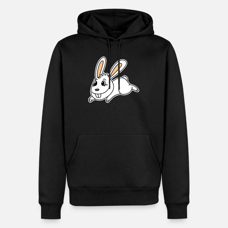 Mignon lapin illustration lapin blanc - Sweat à capuche Premium bio Homme - noir