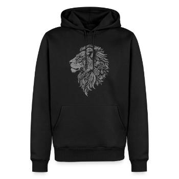 Tête de lion raffinée avec décoration florale - Sweat à capuche Premium bio Homme - noir - Devant - Nico (187cm)