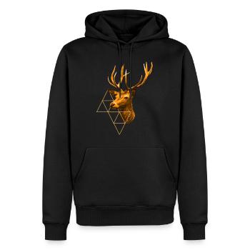 goldener Hirsch - Männer Premium Bio Hoodie - Schwarz - Vorne - Nico (187cm)