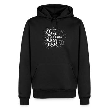 Dieu dit : « Voici, je fais toutes choses nouvelles - Sweat à capuche Premium bio Homme - noir - Devant - Nico (187cm)