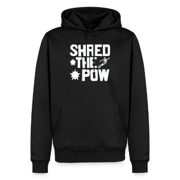Shred the pow - Men’s Premium Organic Hoodie - black - Front - Nico (187cm)