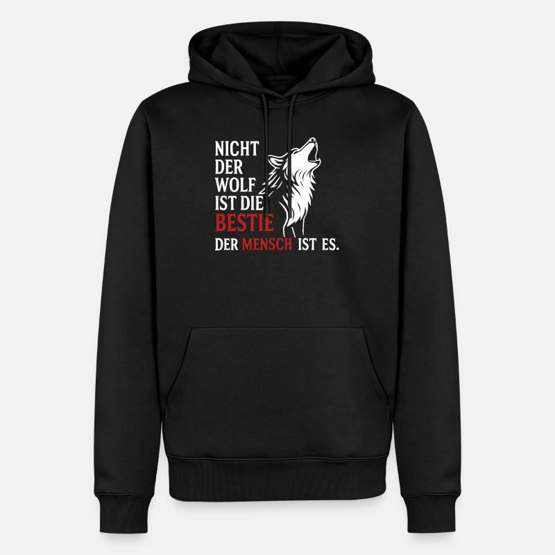 CoolesWolfs Design mit Spruch - Männer Premium Bio Hoodie - Schwarz