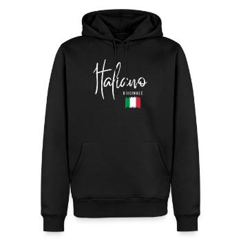 Né en Italie, originaire d’Italie - Sweat à capuche Premium bio Homme - noir - Devant - Nico (187cm)