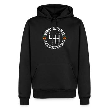 Fröhliche Shiftmas Happy New Gear lustiges Auto-Weihnachtszitat - Männer Premium Bio Hoodie - Schwarz - Vorne - Nico (187cm)