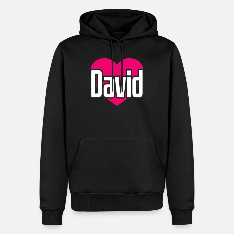 J’aime David Coeur rose J’aime David - Sweat à capuche Premium bio Homme - noir