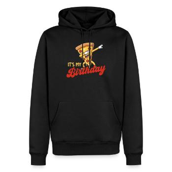 C’est ma fête drôle d’anniversaire en dabbing pizza - Sweat à capuche Premium bio Homme - noir - Devant - Nico (187cm)
