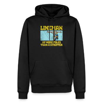 Lineman Up More Poles Than A Stripper Design - Männer Premium Bio Hoodie - Schwarz - Vorne - Nico (187cm)