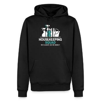 Conception de nettoyage amusante - Sweat à capuche Premium bio Homme - noir - Devant - Nico (187cm)