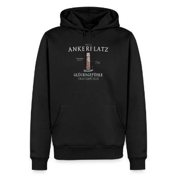 Mein Ankerplatz Travemünde Leuchtturm, Zeichnung - Männer Premium Bio Hoodie - Schwarz - Vorne - Nico (187cm)