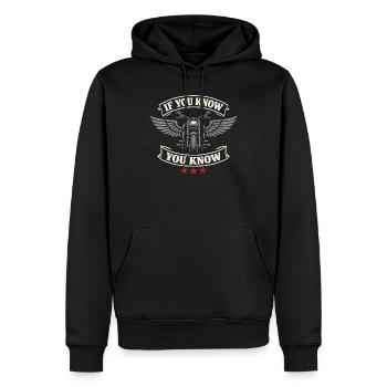 Warum Wir Motorrad Fahren, - Männer Premium Bio Hoodie - Schwarz - Vorne - Nico (187cm)