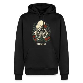 Eternal – Dark Love Skeleton Design im Gothic Stil - Männer Premium Bio Hoodie - Schwarz - Vorne - Nico (187cm)