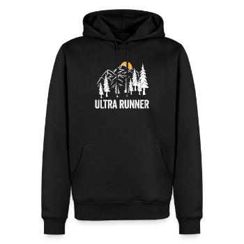 Ultra coureur - Sweat à capuche Premium bio Homme - noir - Devant - Nico (187cm)
