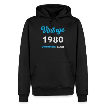 Vintage 1980 – Swimming Club Retro Geburtsjahr - Männer Premium Bio Hoodie - Schwarz - Vorne - Nico (187cm)