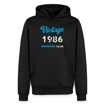 Vintage 1986 – Swimming Club Retro Geburtsjahr - Männer Premium Bio Hoodie - Schwarz - Vorne - Nico (187cm)