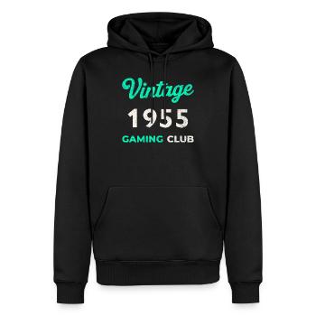 Vintage 1955 – Année de naissance rétro du Gaming Club - Sweat à capuche Premium bio Homme - noir - Devant - Nico (187cm)