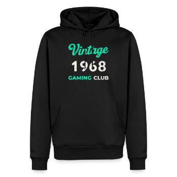 Vintage 1968 – Année de naissance rétro du Gaming Club - Sweat à capuche Premium bio Homme - noir - Devant - Nico (187cm)