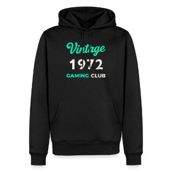 Vintage 1972 – Gaming Club Rétro Geburtsjahr_ - Sweat à capuche Premium bio Homme - noir - Devant - Nico (187cm)