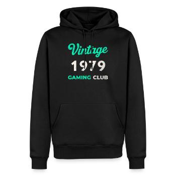 Vintage 1979 – Année de naissance rétro du Gaming Club - Sweat à capuche Premium bio Homme - noir - Devant - Nico (187cm)