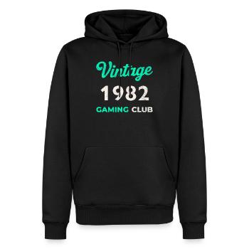 Vintage 1982 – Année de naissance rétro de Gaming Club - Sweat à capuche Premium bio Homme - noir - Devant - Nico (187cm)