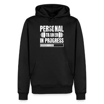 Powerlifting Bodybuilder Personal Trainer Progress - Men’s Premium Organic Hoodie - black - Front - Nico (187cm)