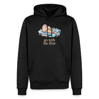 La famille de la loutre se laisse porter - Sweat à capuche Premium bio Homme - noir - Devant - Nico (187cm)