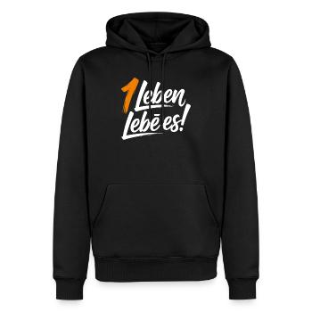 Ein Leben lebe es! - Männer Premium Bio Hoodie - Schwarz - Vorne - Nico (187cm)