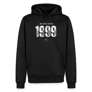 Je suis né en 1999 Noir Vintage - Sweat à capuche Premium bio Homme - noir - Devant - Nico (187cm)
