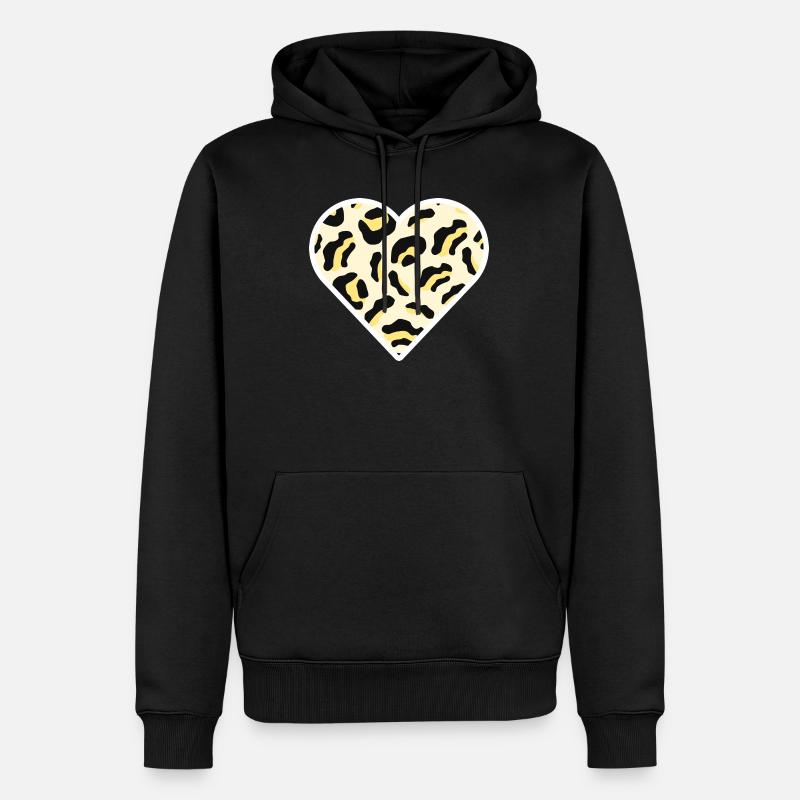 Cœur classique à imprimé léopard - Sweat à capuche Premium bio Homme - noir
