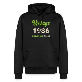 Vintage 1986 – Année de naissance rétro du Camping Club - Sweat à capuche Premium bio Homme - noir - Devant - Nico (187cm)