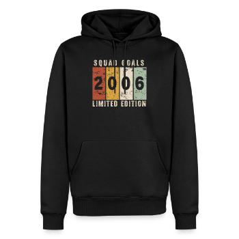 Jubiläum 2006 – 20 Jahre - Männer Premium Bio Hoodie - Schwarz - Vorne - Nico (187cm)