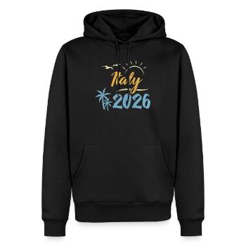 Italien 2026 - Männer Premium Bio Hoodie - Schwarz - Vorne - Nico (187cm)