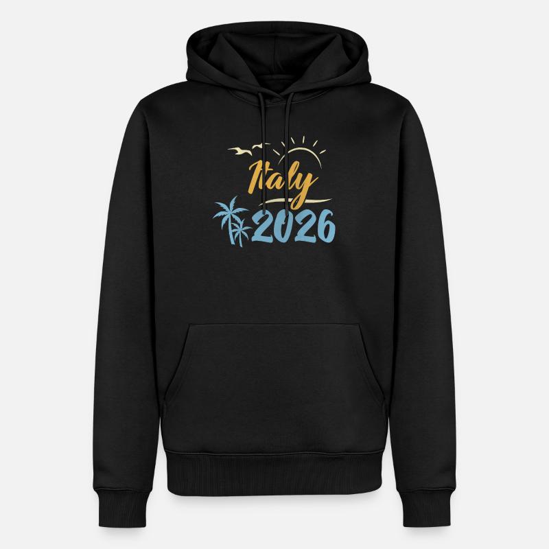 Italie 2026 - Sweat à capuche Premium bio Homme - noir