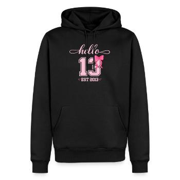 Hello 13 Est 2013 Mädchen Geburtstag Design - Männer Premium Bio Hoodie - Schwarz - Vorne - Nico (187cm)