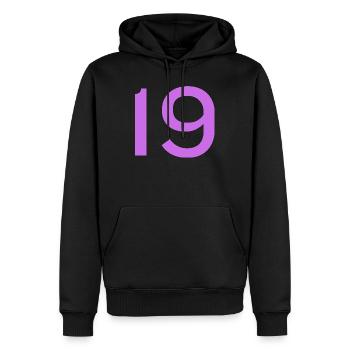 19 - Männer Premium Bio Hoodie - Schwarz - Vorne - Nico (187cm)