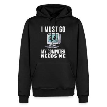 Je dois y aller, mon ordinateur a besoin de moi, expert drôle de PC - Sweat à capuche Premium bio Homme - noir - Devant - Nico (187cm)