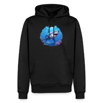 Grand requin blanc Grand requin blanc - Sweat à capuche Premium bio Homme - noir - Devant - Nico (187cm)