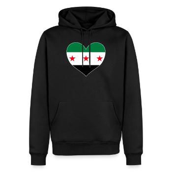 Cœur de Syrie avec drapeau syrien de la liberté - Sweat à capuche Premium bio Homme - noir - Devant - Nico (187cm)