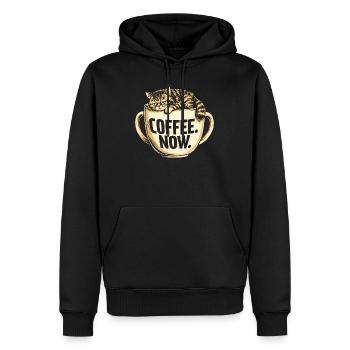 Café maintenant Tasse géante de café Chat drôle - Sweat à capuche Premium bio Homme - noir - Devant - Nico (187cm)