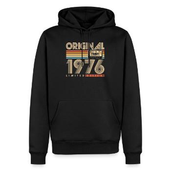50 ans 50 ans 1976 Vintage Né - Sweat à capuche Premium bio Homme - noir - Devant - Nico (187cm)