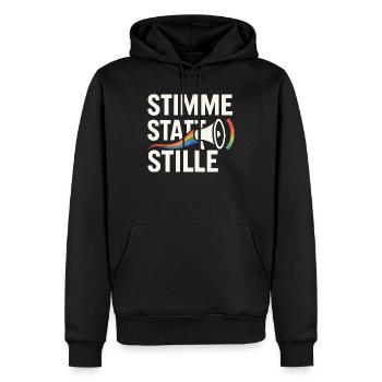 Stimme statt Stille Pride Statement Vielfalt - Männer Premium Bio Hoodie - Schwarz - Vorne - Nico (187cm)