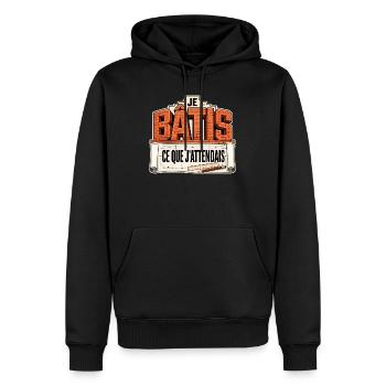 Je bâtis ce que j'attendais - Sweat à capuche Premium bio Homme - noir - Devant - Nico (187cm)