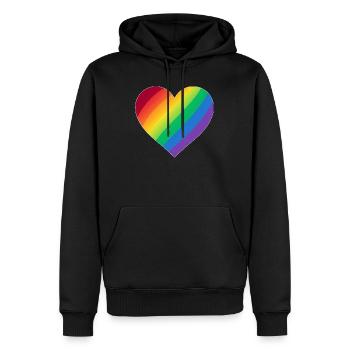 Gradient Rainbow Heart - Männer Premium Bio Hoodie - Schwarz - Vorne - Nico (187cm)