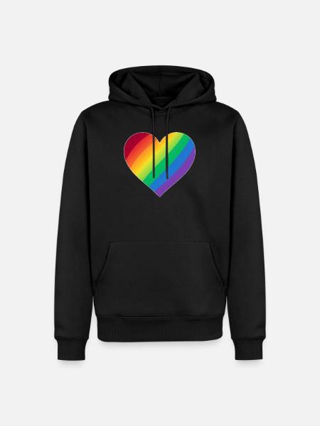 Gradient Rainbow Heart - Männer Premium Bio Hoodie - Schwarz