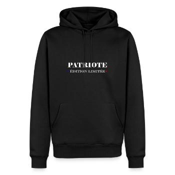 Patriote - Sweat à capuche Premium bio Homme - noir - Devant - Nico (187cm)