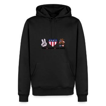 Rayures étoilées et égalité - Sweat à capuche Premium bio Homme - noir - Devant - Nico (187cm)