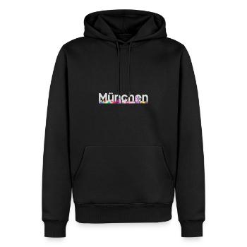 Chemise de ville « Munich » Dark - Sweat à capuche Premium bio Homme - noir - Devant - Nico (187cm)